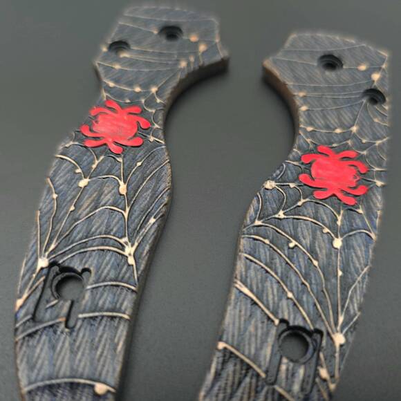 Spyderco X Spider Web Dark Blue - Spyderco Lil' Native Compression Extended Knife Scales by Svechnikov Knives