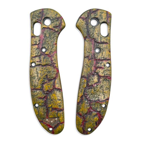 Textured V1 Yellow Red Dark - Benchmade Griptilian Custom CU551, G10 550-1, G10 551-1 Knife Scales by Svechnikov Knives