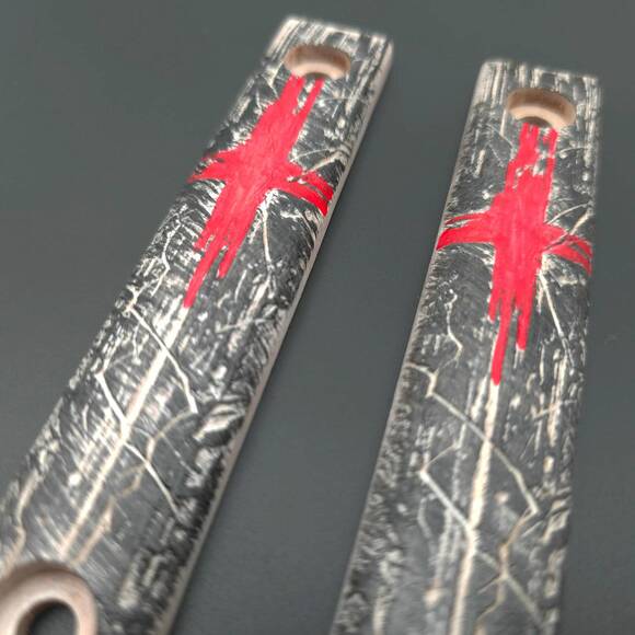 Ka-Bar Model 4 EK44/EK45 maple handle scales - Trash Polka Cross / hand-painted