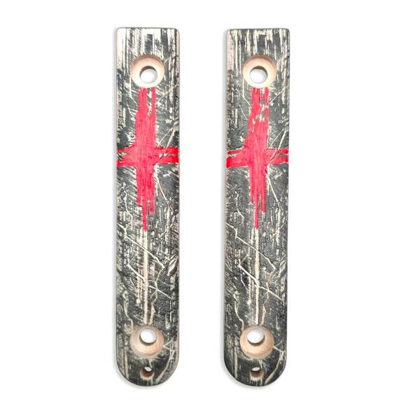 Ka-Bar Model 4 EK44/EK45 maple handle scales - Trash Polka Cross / hand-painted