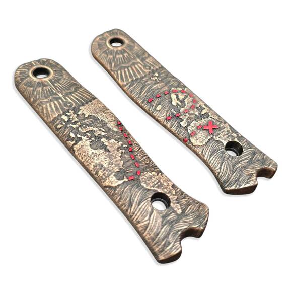 Fällkniven S1X maple handle scales - Treasure Map / hand-painted