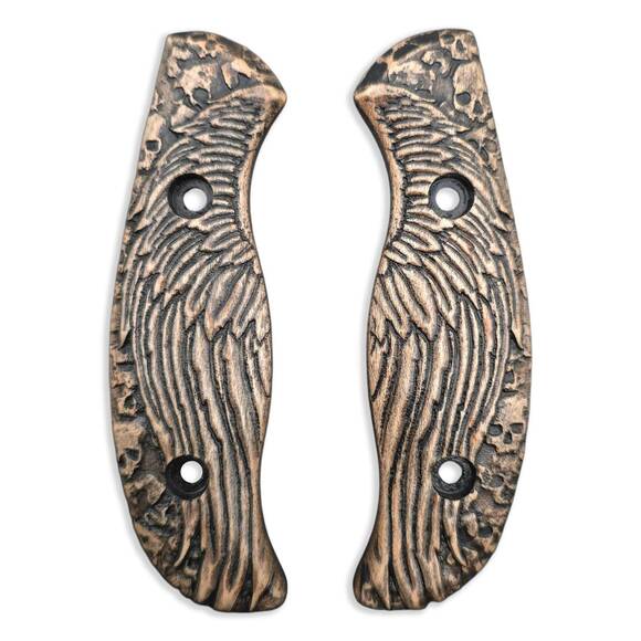 Spyderco Mule Team/2 maple handle scales - Angel Wings / hand-painted