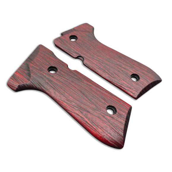 Beretta 92 Full-Size Maple Grips - Fibers Dark Blood / Hand-painted