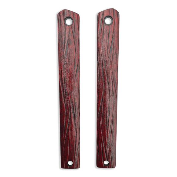 CRKT CEO Flipper maple handle scales - Fibers Dark Blood / hand-painted