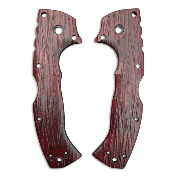 Cold Steel 4-Max Elite maple handle scales - Fibers Dark Blood / hand-painted