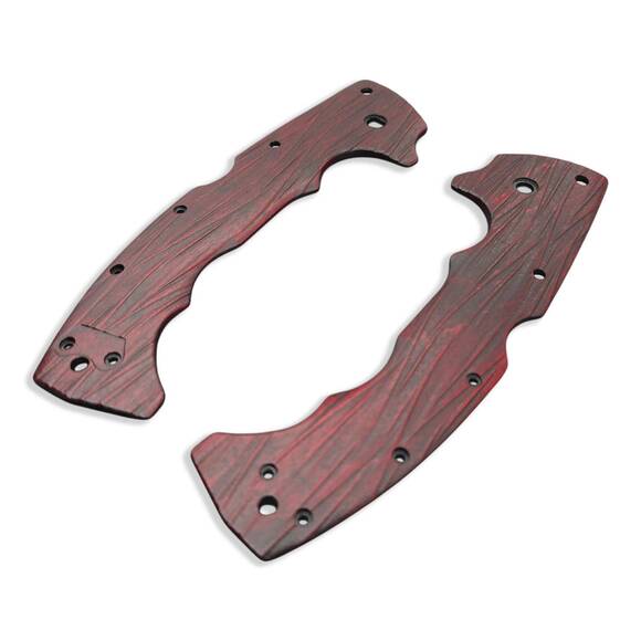Cold Steel 5-Max maple handle scales - Fibers Dark Blood / hand-painted