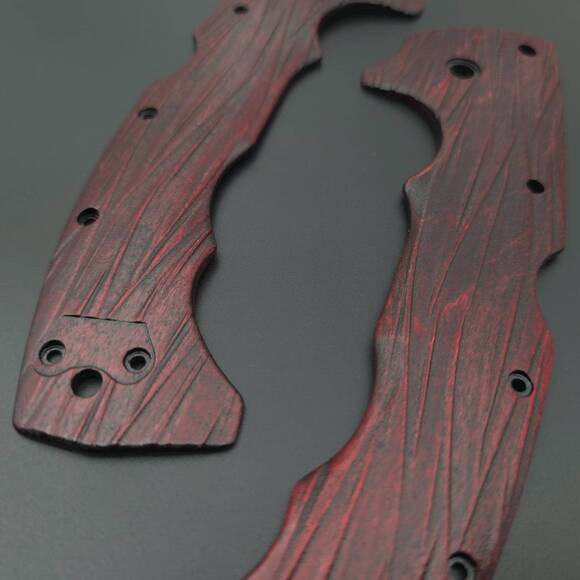 Cold Steel 5-Max maple handle scales - Fibers Dark Blood / hand-painted