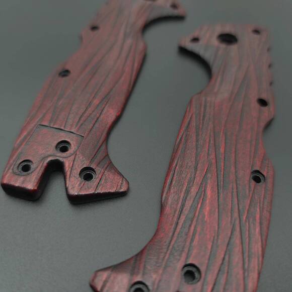 Cold Steel AD-10 maple handle scales - Fibers Dark Blood / hand-painted