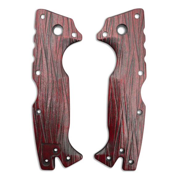 Cold Steel AD-10 maple handle scales - Fibers Dark Blood / hand-painted