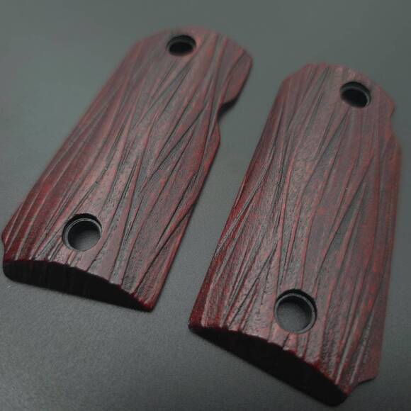 Kimber Micro 9 Maple Grips - Fibers Dark Blood / Hand-painted