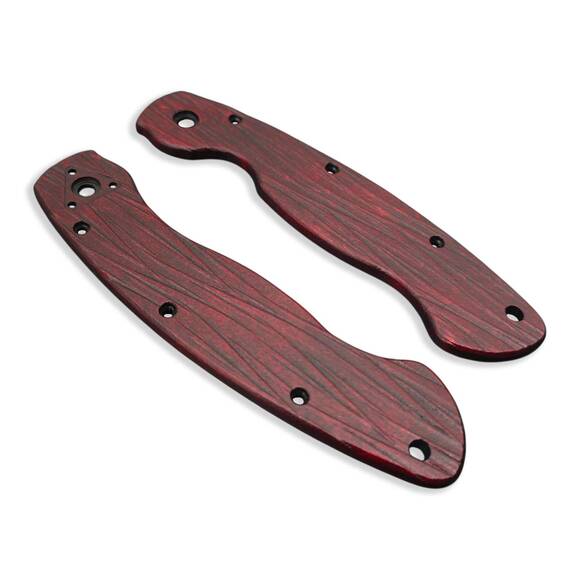 Spyderco Military maple handle scales - Fibers Dark Blood / hand-painted
