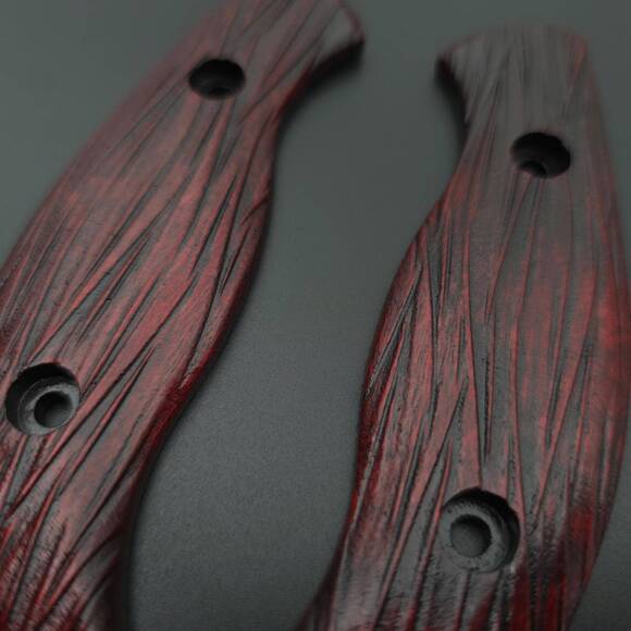 Spyderco Mule Team/2 maple handle scales - Fibers Dark Blood / hand-painted