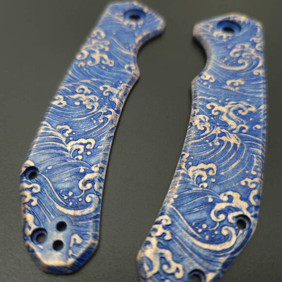 CIVIVI Brazen maple handle scales - Japan Wave / hand-painted