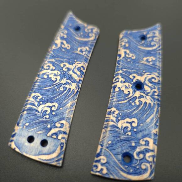 Chaves Scapegoat Street maple handle scales - Japan Wave / hand-painted
