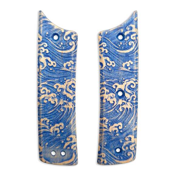 Chaves Scapegoat Street maple handle scales - Japan Wave / hand-painted