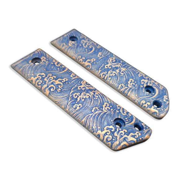 Cold Steel GI Tanto maple handle scales - Japan Wave / hand-painted