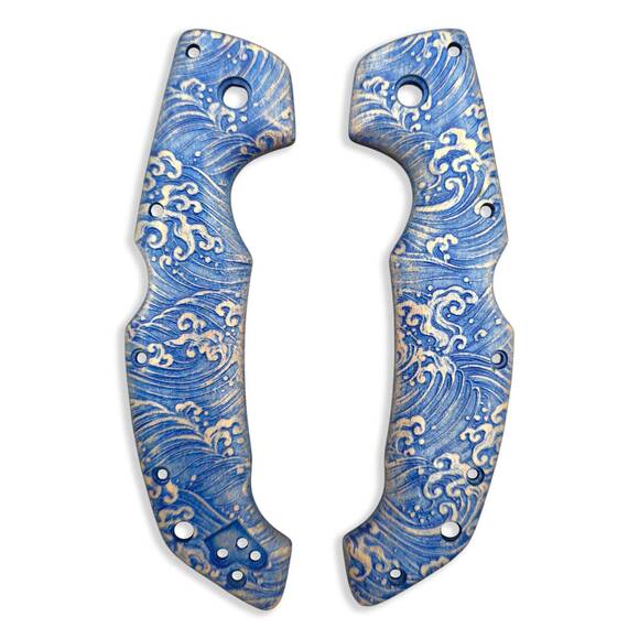 Cold Steel Voyager Large maple handle scales - Japan Wave / hand-painted