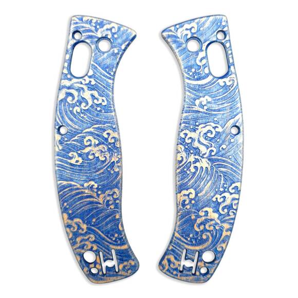 Spyderco D'Allara 3 maple handle scales - Japan Wave / hand-painted