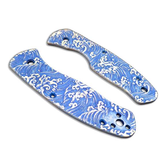 Spyderco Persistence maple handle scales - Japan Wave / hand-painted