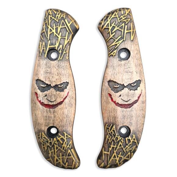 Spyderco Mule Team/2 maple handle scales - Joker Ha-Ha-Ha / hand-painted