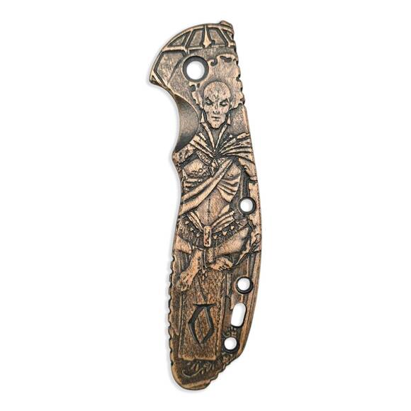 Hinderer XM-24 maple handle scales - Lord Vivec / hand-painted