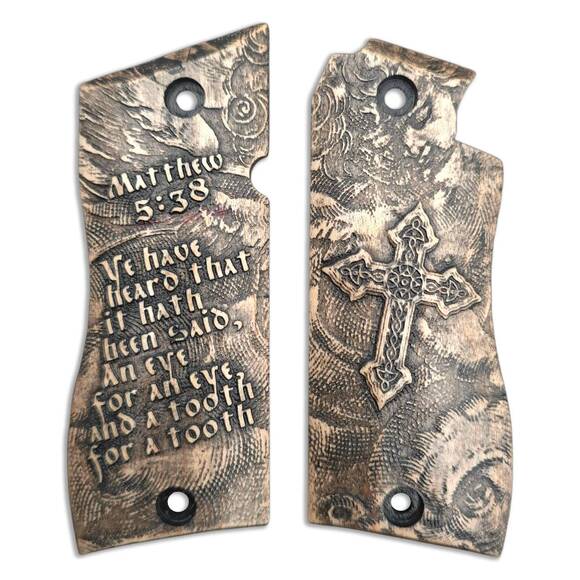 Star Model BM 9 maple grips - Matthew 5:38 / hand-painted