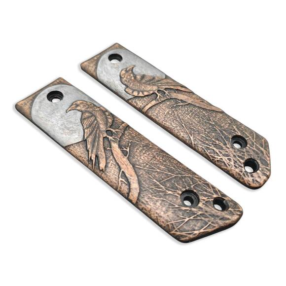Cold Steel GI Tanto maple handle scales - Moon Raven / hand-painted