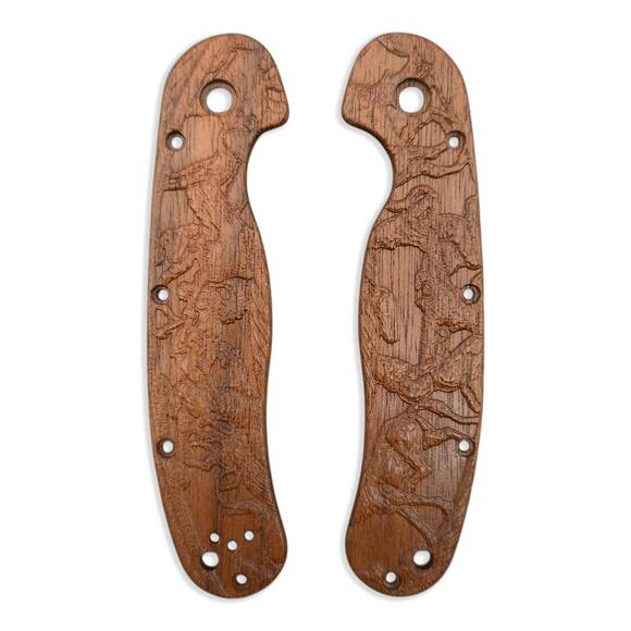 Ontario RAT 1.5 walnut handle scales - Pectus / hand-painted