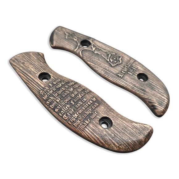 Spyderco Mule Team/2 maple handle scales - Revelation 19:11 V2 / hand-painted