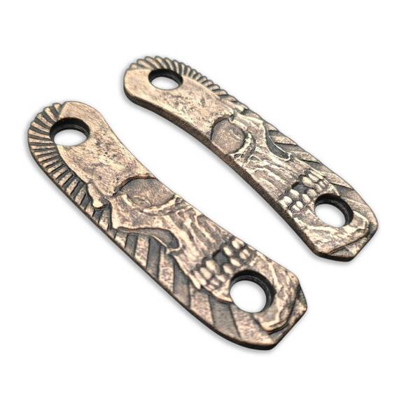 Knafs Lander 4 maple handle scales - Rise Up Skull / hand-painted