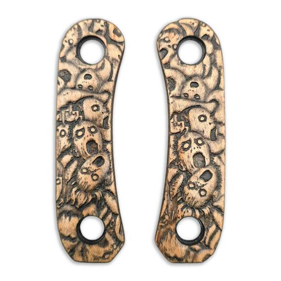 Knafs Lander 4 maple handle scales - Scared Faces / hand-painted