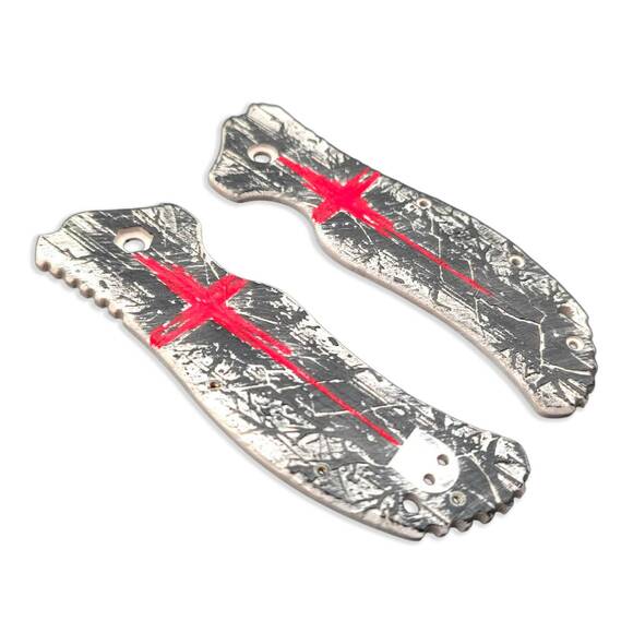 Zero Tolerance ZT 0350 maple handle scales - Trash Polka Cross / hand-painted