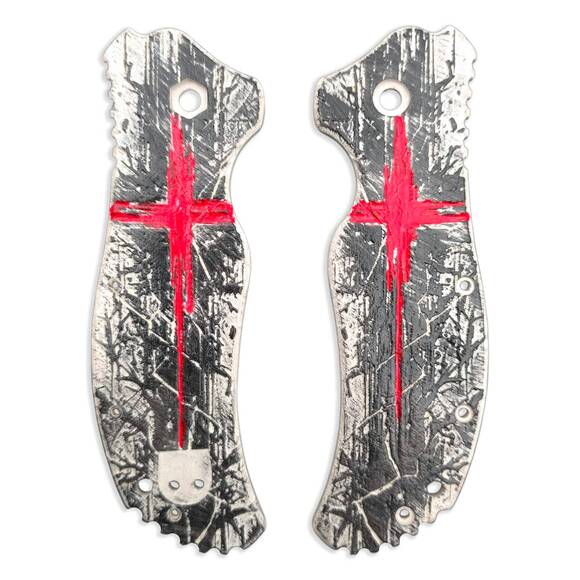 Zero Tolerance ZT 0350 maple handle scales - Trash Polka Cross / hand-painted