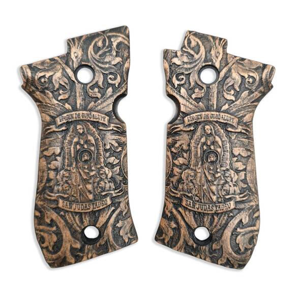 Beretta 84 maple grips - Virgen De Guadalupe And San Judas Tadeo / hand-painted