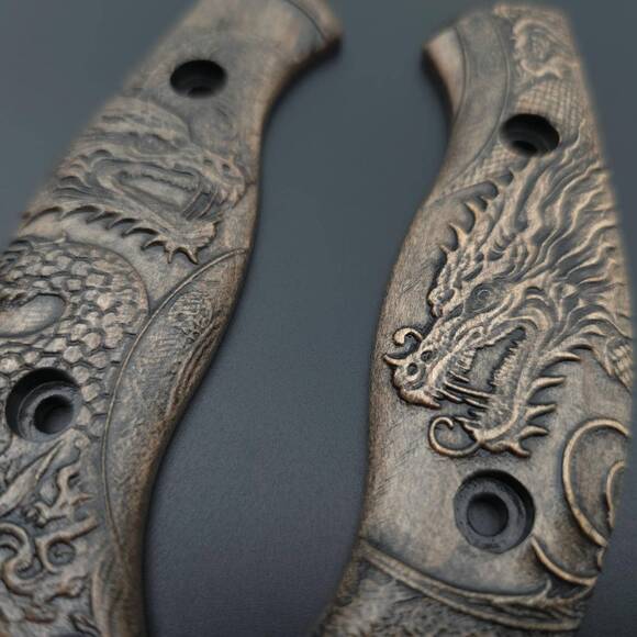Yin Yang Dragon - Spyderco Mule Team, Mule Team 2 Knife Scales by Svechnikov Knives