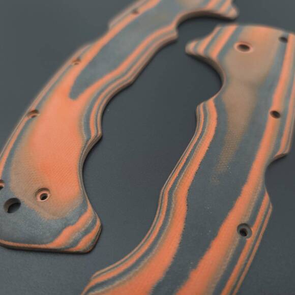 Cold Steel 5-Max G10 UltreX SureTouch handle scales - Traditional Orange Black / hand-painted