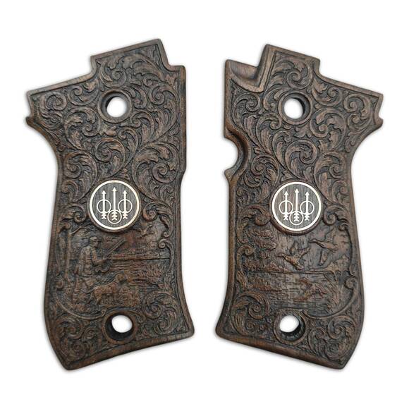 Beretta 85 walnut grips - 500 Anniversary / hand-painted