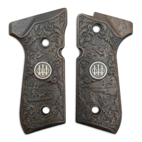 Beretta 92 full-size maple grips - 500 Anniversary / hand-painted