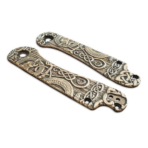 CIVIVI Elementum maple handle scales - Celtic Gates / hand-painted