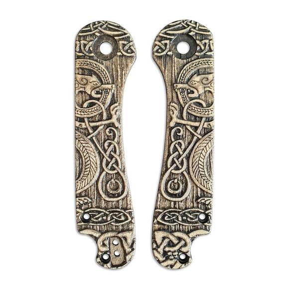 CIVIVI Elementum maple handle scales - Celtic Gates / hand-painted