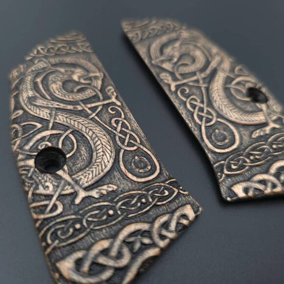 CZ Shadow 2 Compact Maple Grips - Celtic Gates / Hand-painted