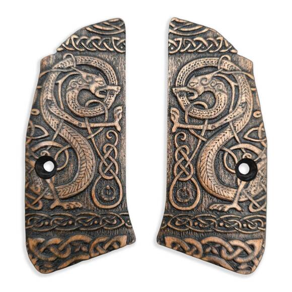 CZ Shadow 2 compact maple grips - Celtic Gates / hand-painted