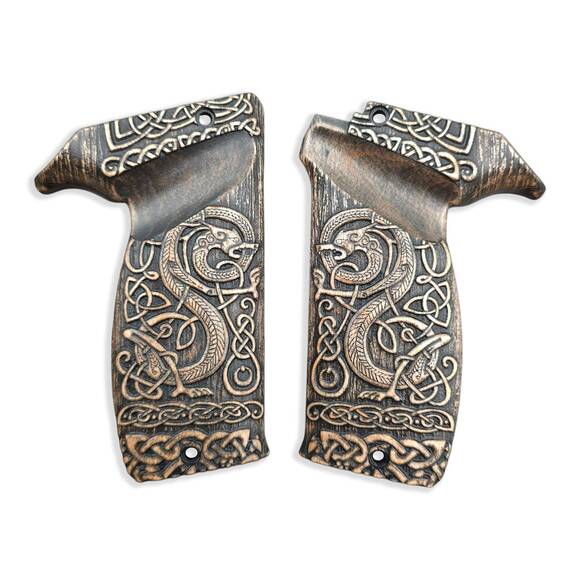 MAC Mle 1950 Trausch maple grips - Celtic Gates / hand-painted