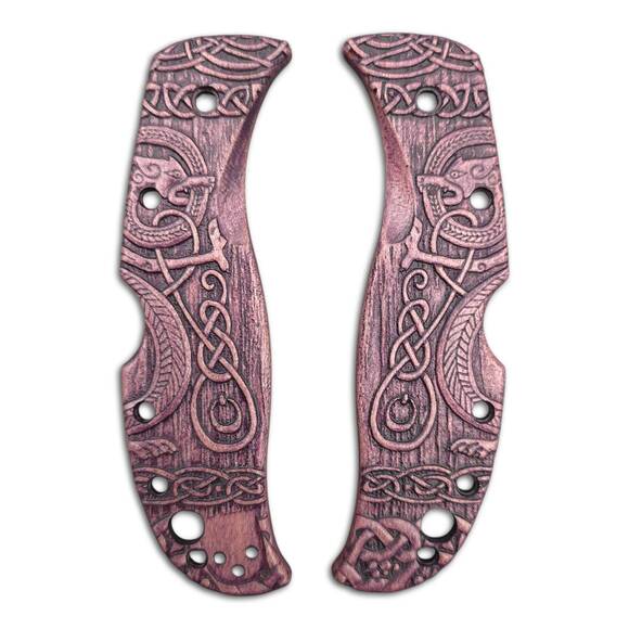 Spyderco RockJumper/LeafJumper maple handle scales - Celtic Gates Purple / hand-painted