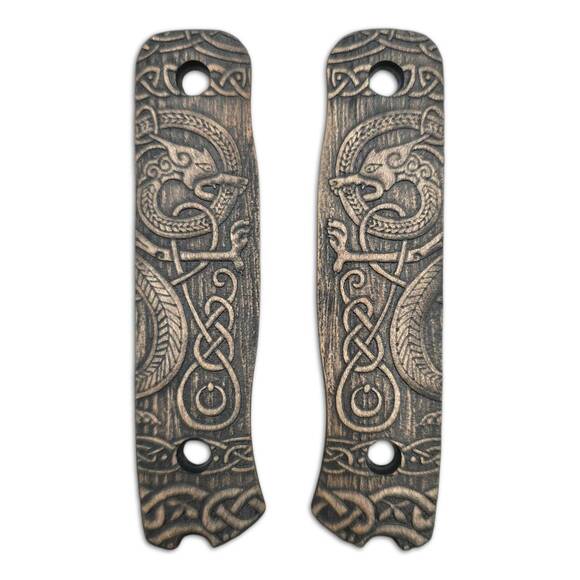 Fällkniven F1X maple handle scales - Celtic Gates (3169) / hand-painted