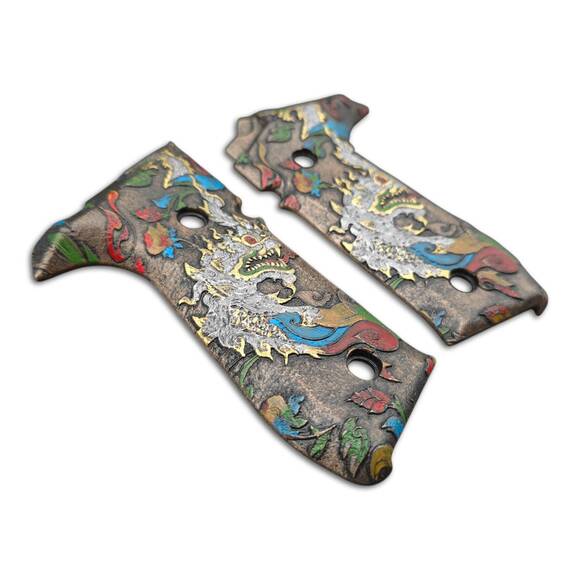 Arex Rex Zero 1 Standard maple grips - Chinese Dragon / hand-painted
