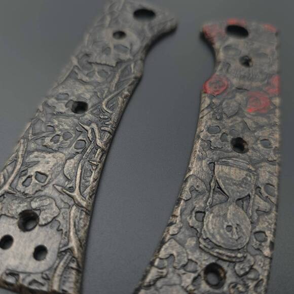 Chaves Blue Label Redencion 229 maple handle scales - Memento Mori / hand-painted