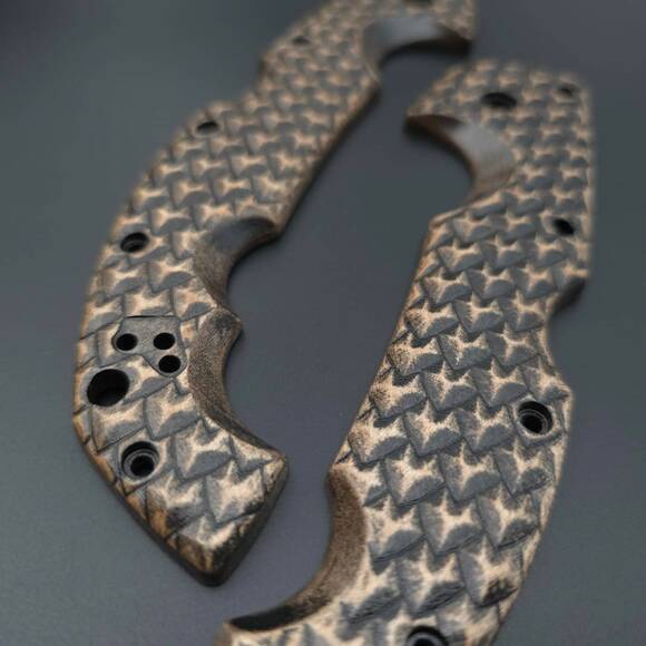 Cold Steel Voyager Extra Large maple handle scales - Dragon Scales / hand-painted