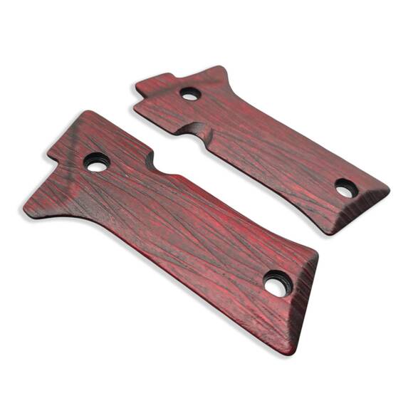 Beretta 80X Cheetah Maple Grips - Fibers Dark Blood / Hand-painted
