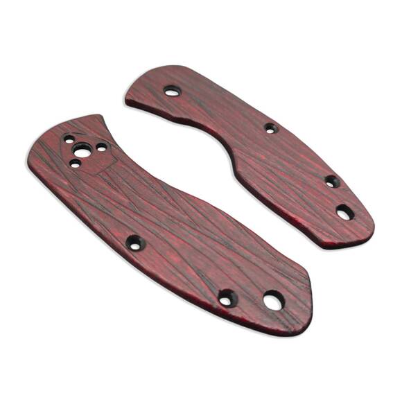 Spyderco Ambitious maple handle scales - Fibers Dark Blood / hand-painted